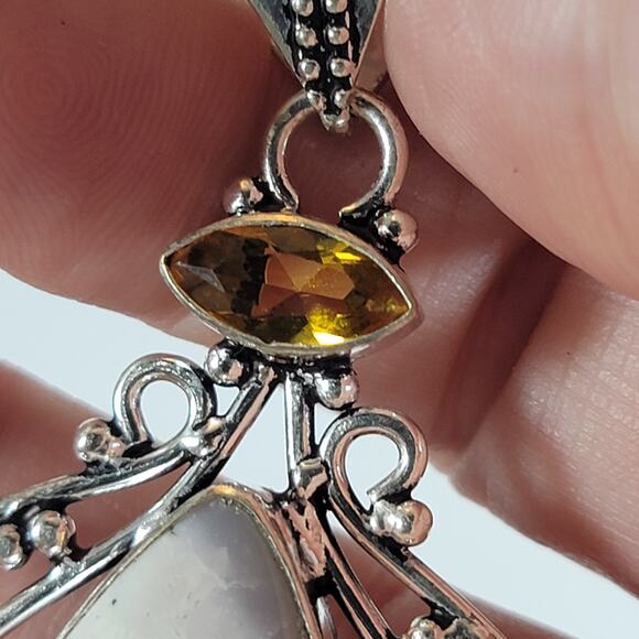 Handmade Pendant with Dendritic Opal & Smoky Quartz – Sterling Silver Setting - Picture 8 of 10